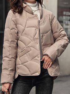 Vrouwen Trenchcoats Elegante Korte Donsjack Vrouwen Herfst Winter Lange Mouw Stand Kraag Jas Dames Koreaanse Mode Casual Dunne Parka's