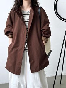 Dames Trenchcoats Verhoogd elegant silhouet Effen kleur Losvallend Opstaande kraag Jas Voor Dames Lui Minimalistisch Koreaanse stijl Bovenkleding