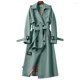 Dames trenchcoats mode riem jas dames dubbele rij knopen midden lange overjas windjack vrouwelijke jas