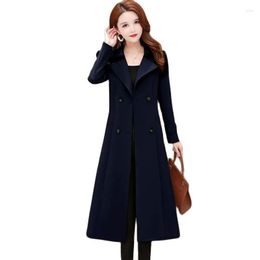 Trench Coats Fashion Fashion haut de gamme High-Deaire Tenue de vent atmosphérique Version coréenne d'automne de la taille mince de couleur unie sur le manteau du genou Femme