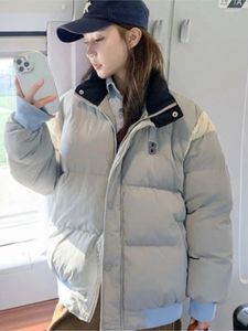 Trenchs de femmes Mode Style coréen Coton Ulzzang Automne Hiver Vêtements Contraste Couleur Patchwork Zipper Parkas Pardessus