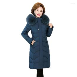 Vrouwen Trenchcoats Mode Grote Maat Bontkraag Katoen gewatteerde Jas Vrouwelijke Lange Slanke Losse Capuchon Kleding Winter Temperament Warm Coa