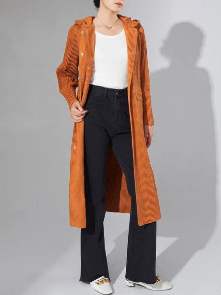 Trenchs pour femmes Mode Longue Veste rembourrée en coton Automne et hiver Manteau Design plissé mi-long