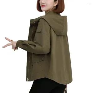 Trenchs de femmes Manteaux de mode Manteau court à capuche Vestes décontractées en vrac Vêtements Printemps Automne Version coréenne Coupe-vent Vêtements de dessus pour femmes