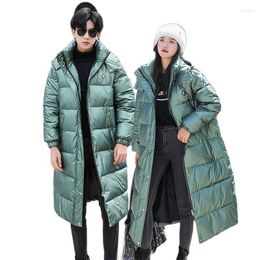 Gabardina para mujer moda invierno 2022 versión coreana para mujer de los modelos de pareja larga para hombres y mujeres abrigo informal de algodón cálido