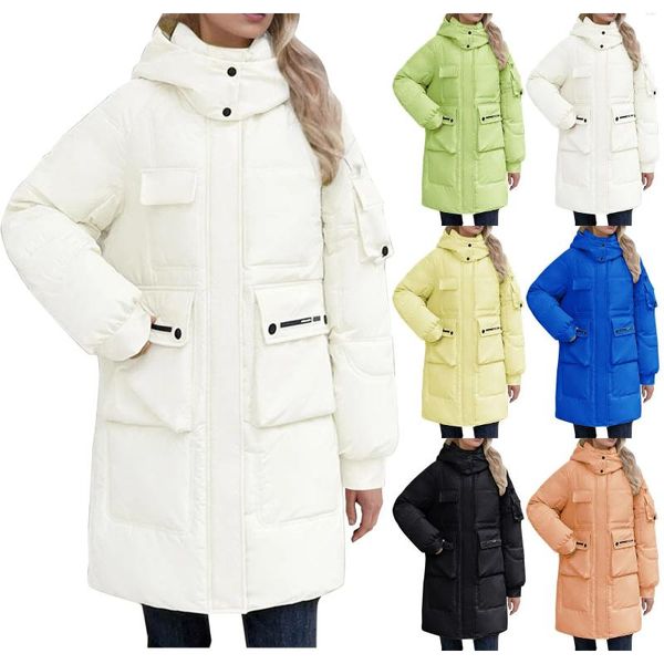 Trenchs pour femmes Mode Hiver Coton Vêtements Couleur unie Veste de pluie légère pour femmes Taille Longueur Vestes pour femmes