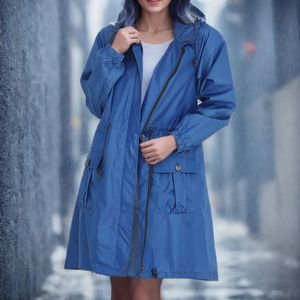 Trenchs Femme Mode Coupe-vent pour femmes avec capuche imperméables en plein air manteau long veste imperméable coupe-vent de pluie manteau à glissière décontracté 230824