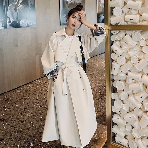 Trench Coats Fashion Fashion Femme's Windbreaker Midlengle Length Temperament British Style British White Corée Highend Drape Mabe 230812