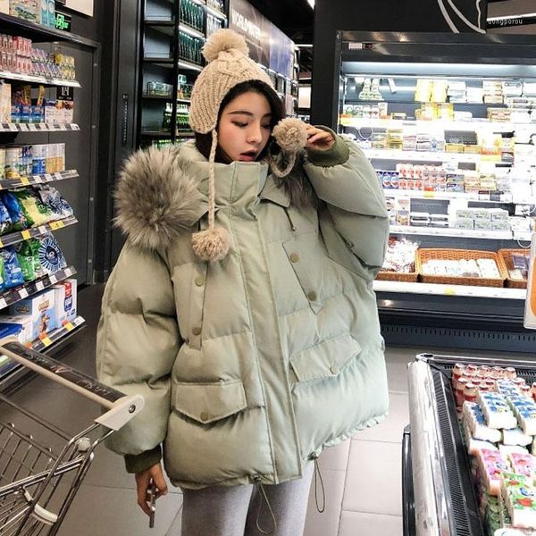 Trenchs pour femmes Mode Femmes Vêtements d'hiver Femme Dames Coton Parkas Polyester Rembourrage Manteau Col En Fausse Fourrure À Capuche Plus Grande Taille