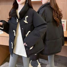 Trenchs pour femmes Fat Mm Cardigan à col debout Veste à pain épaissie Hiver 2024 Version coréenne Coton chaud