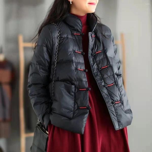 Trenchs de femmes Manteaux FDFKLAK Chinois Court Veste d'hiver Femmes Costume Rétro Ethnique Ouatée Pardessus Femme Bobine Boucle Abrigos de Invierno