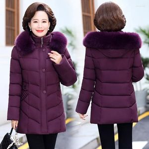 Trenchs de femmes FDFKLAK Femmes Longue Veste rembourrée en coton 2023 Casual Lâche Big Taille Collier de fourrure ouatée pardessus Abrigos de Invierno Mujer