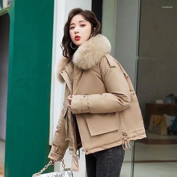 Trenchs de femmes manteaux femme parkas hiver manteau de plumes froides vestes pour femmes 2024 coréen court peluche fourrure coton vêtements rarf