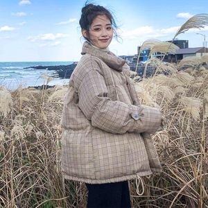 Femmes Trench-Coats Femme Court Paragraphe Treillis Marée 2023 Style Coréen Lâche Pain Vêtements Épais Vestes D'hiver Vers Le Bas Coton Pardessus