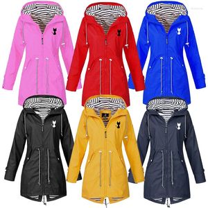 Gabardinas para mujer Four Seasons Chaqueta impermeable y a prueba de lluvia para exteriores Abrigo con capucha suelto informal Montañismo A prueba de viento S-5XL