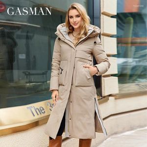 Vrouwen Trenchcoats GASMAN 2024 Winterjas Lange Capuchon Vrouw Mode Warme Parka Merk Hoge Kwaliteit Vrouwelijke Donsjacks 83287