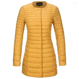 Damesgeulcoats giolshon vrouwen gewatteerd lichtgewicht puffer jas lente herfst mode lange gevoerde bubbel jas stevige kleur bovenkleding