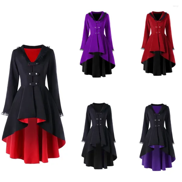 Trenchs de femmes manteaux gothiques steampunk bouton manteau victorien blazer vêtements d'extérieur femmes personnalité dentelle coupe-vent long s-5xl