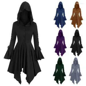 Dames trenchcoats Halloween heks kostuum bandage capuchon jurk dames gothic punk cosplay mantel cape jas