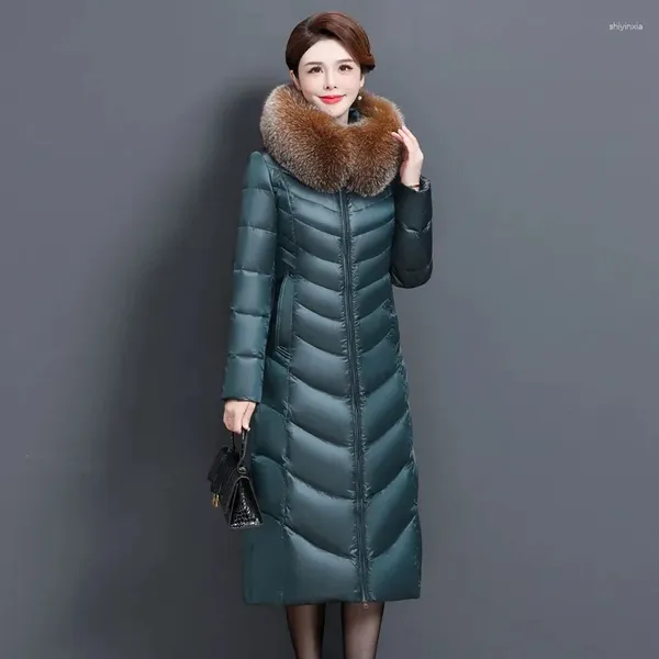 Gabardinas para mujer Abrigos de gama alta elegante 90% pato blanco abajo abrigo mujeres 2023 chaqueta de invierno chaquetas de cuello de piel femenina de gran tamaño parka gruesa
