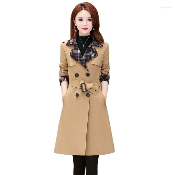 Trenchs pour femmes de haute qualité kaki rouge manteau femme printemps automne femmes double boutonnage coréen mince coupe-vent vêtements d'extérieur avec ceinture