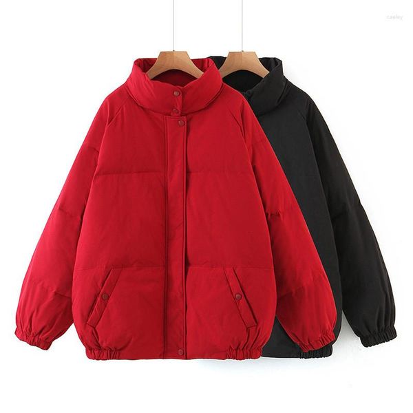 Trenchs de femmes manteaux de haute qualité tissu Oxford coupe-vent chaud manteau rembourré femme hiver surdimensionné épaissir veste en coton rouge noir parkas