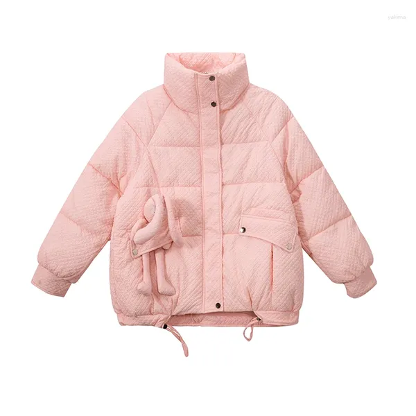 Gabardinas para mujer, chaquetas rosadas de alta calidad, chaqueta holgada Vintage a la moda para mujer, Chaqueta de algodón gruesa y cálida para mujer, venta al por mayor