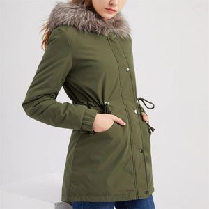 Trenchs de femmes manteaux de haute qualité femmes matelassées parka manteau col de fourrure à capuche polaire épais hiver chaud cordon veste vêtements d'extérieur pardessus