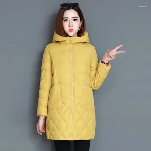 Trench-Coats Femme Hooded Women Fashion Parkas Couleur de couleur solide Medium et Long Section d'automne Hiver épaissis Warm