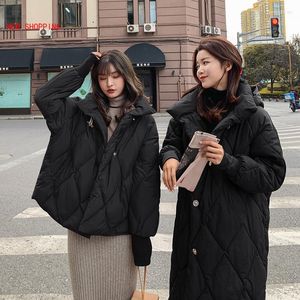 Femmes Trench-Coats Corne Boutons Parkas Surdimensionné Mode Long Coton Femmes 2023 Hiver À Capuche Épais Veste Lâche Pardessus Style Coréen