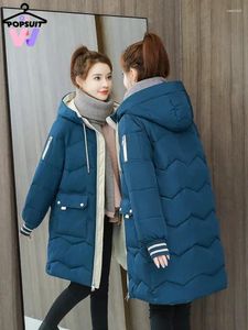Trenchs de femmes en hiver femmes vestes décontractée longue parka coton col roulé poignets à capuche fermeture coupe-vent voyage
