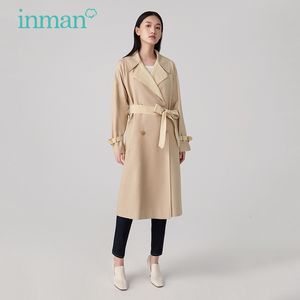 Trenchs de femmes Manteaux INMAN Manteau Printemps Automne Mode Minimaliste Revers Boucle Décoration Poignets Beige Coupe-Vent 230215