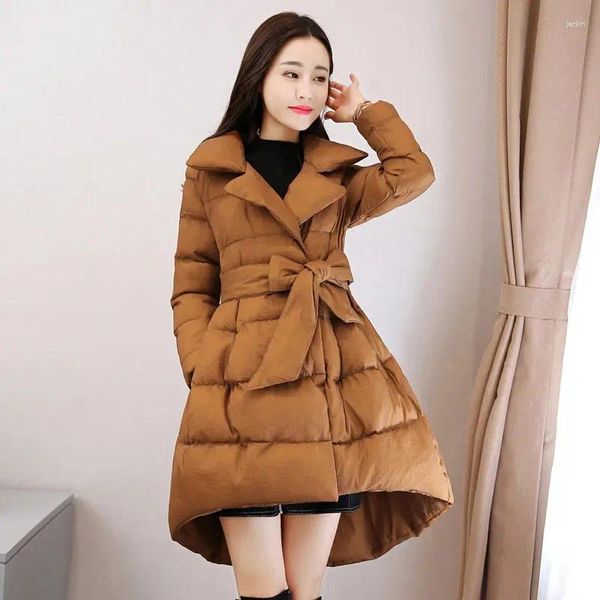 Abrigos de trinchera para mujer Irregular Dovetail Down Abrigo de algodón Ropa de mujer Coreano Invierno Parkas Moda Elegante Capa Outerwear Mujer Slim