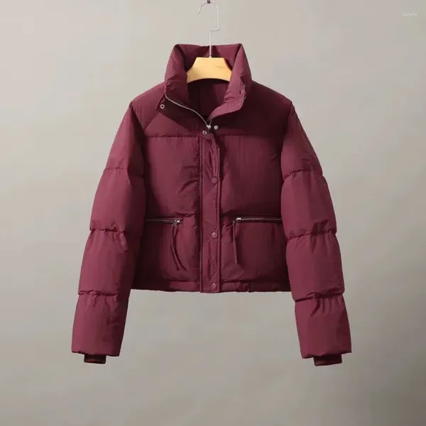 Abrigos de trinchera para mujer Chaqueta 2024 en ropa acolchada de algodón Moda coreana corta Cuello de soporte Espesar pan Mujer Abrigo Tops Invierno