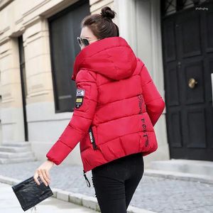 Trench-coats pour femmes Veste à capuche Rose Zip-up Rembourrage épais Femelle Court Canard Down Courte Matelassé Rembourré Rouge Y2K Mode Élégant Mignon