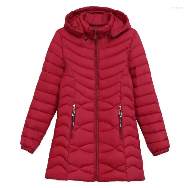 Trenchs de femmes Veste Parka Ultra-léger Down Coton Manteau d'hiver Slim Mi-Longueur À Capuchon Chaud Femmes Oversize Overcoat