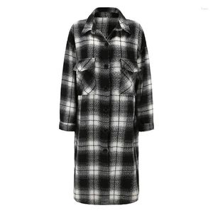 Trenchcoats voor dames, lente en herfst, geruite plus lange, modieuze, casual oversized jas