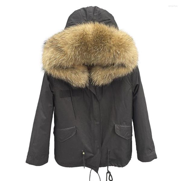 Gabardina para mujer, chaqueta de invierno JANEFUR 2023, Parka con cuello de piel de mapache Real, abrigo grueso cálido con forro de esquí, promoción