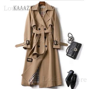 Trenchs trench-coats kaaazi hiver long robes robe femme trench de vent brun coatter coréen plus grande taille épaississeurs d'orage décontractés mode 4xl t240222