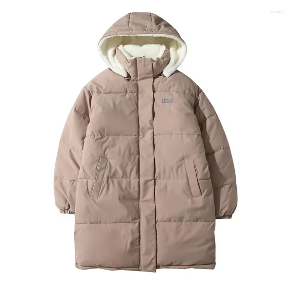 Abrigos de trinchera para mujer Chaqueta de doble cara con capucha de color caqui Invierno Media longitud Abrigo de lana de cordero Peluche Espesado Cálido Reversible Mujer Parka