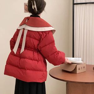 Trenchs de femmes manteaux coréen double couche poupée cou doudoune pour les femmes en hiver 2023 couleur douce assortie lâche et chaud canard blanc