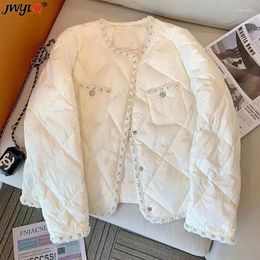 Trenchs de femmes manteaux coréen mode Argyle Plaid coton rembourré veste élégante lâche o-cou manteau à boutonnage unique femmes 2024 décontracté épais chaud