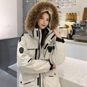 Trenchs pour femmes Parkas à la mode coréenne Veste matelassée à capuche Col en fourrure Plus Size Super Winter Women Coat Loose Wholesale Snow Outercoat