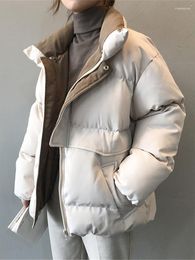 Damen-Grabenmäntel, koreanische Mode, feste Daunen-Baumwolljacke für Frauen, 2023 Winter, lose, dicke Damen-warme, mit Baumwolle gefütterte Mantel-beiläufige