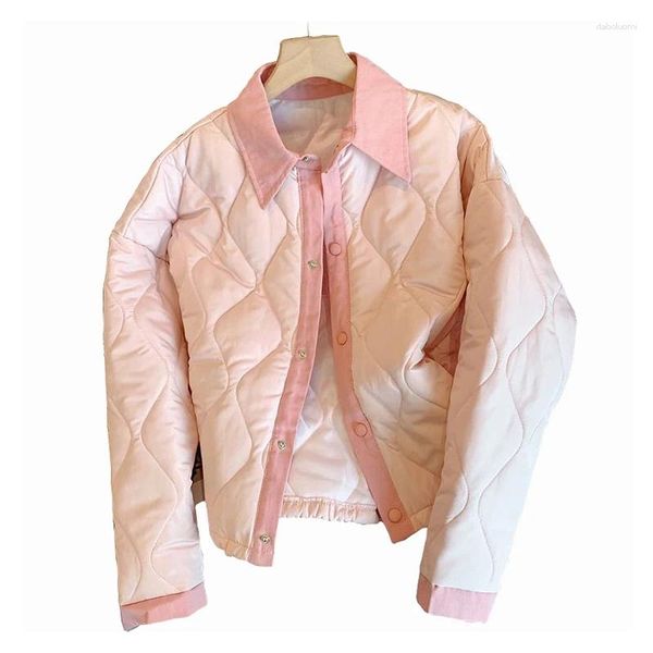 Trenchs de femmes manteaux coréen lâche col rabattu parkas femmes rose épaissir veste d'hiver femme argyle coupe-vent manteau froid 2023