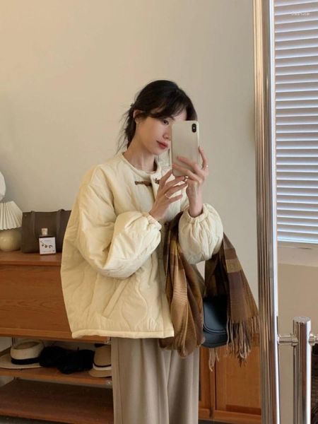 Trenchs de femmes manteaux coréen o col coton veste femmes beige lâche manches longues parkas chaud coton rembourré vêtements d'extérieur femme chic all-match
