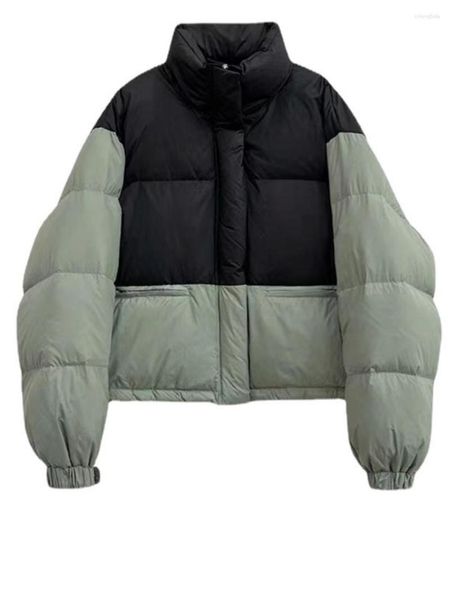 Abrigos de trinchera para mujer Cuello de soporte coreano grueso Parka caliente Mujeres Chaqueta de invierno Puffer Down Algodón Manga larga Abrigo corto Cremallera suelta