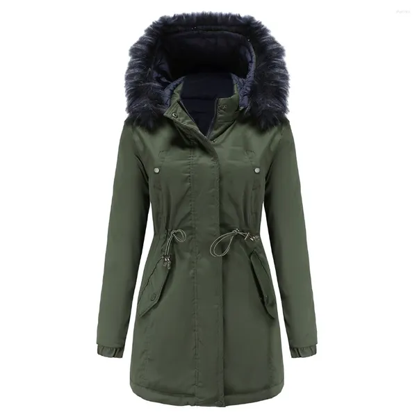 Abrigos de trinchera para mujer Abrigo de invierno coreano Mujeres 2024 Ropa exterior Chaquetas frías cálidas para parkas largas Rosa Negro Rojo Marrón Ejército Verde