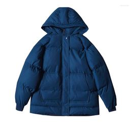 Trenchs de femmes manteaux coréens femmes hiver parka manteau bleu blanc noir vert court coton veste chaude vêtements d'extérieur avec une capuche vêtements surdimensionnés