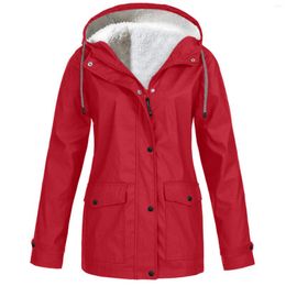 Gabardina para mujer, chaqueta de lana para otoño e invierno, ropa para montañismo al aire libre, cierre de botón con cremallera y capucha H9